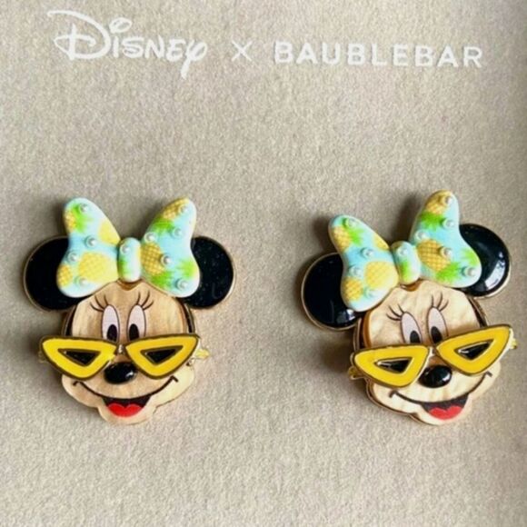NIB BAUBLEBAR x Disney Tropical Minnie Mouse Stud Earrings - Picture 1 of 2